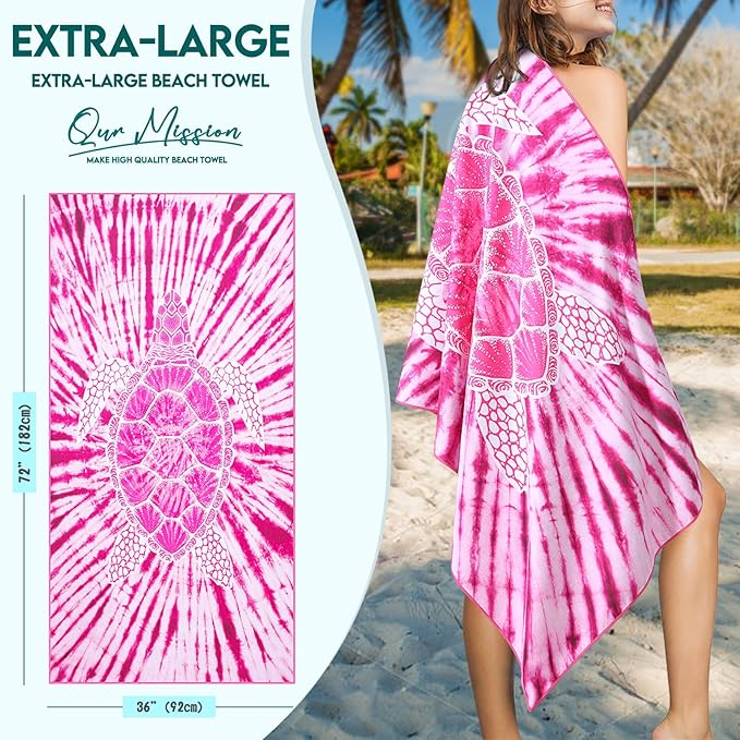 Genovega Microfiber Oversized Beach Towel Lightweight Thin Sandproof Compact Towels Women