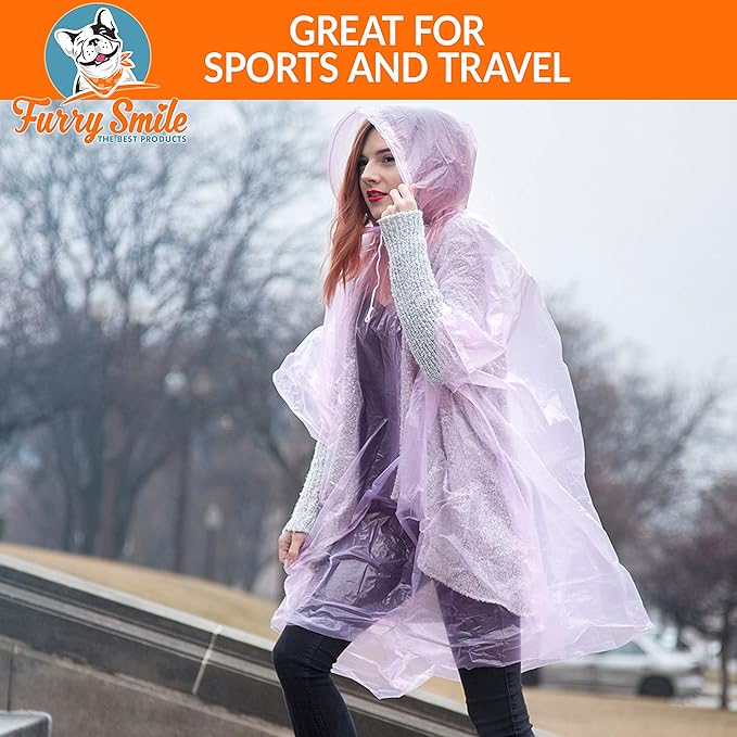 Disposable Rain Ponchos Family Pack for Adults and Teens - Lightweight Emergency Waterproof Rain Poncho for Women and Men with Drawstring Hood – Travel Rain Poncho- 5 Pack (Multi Color)