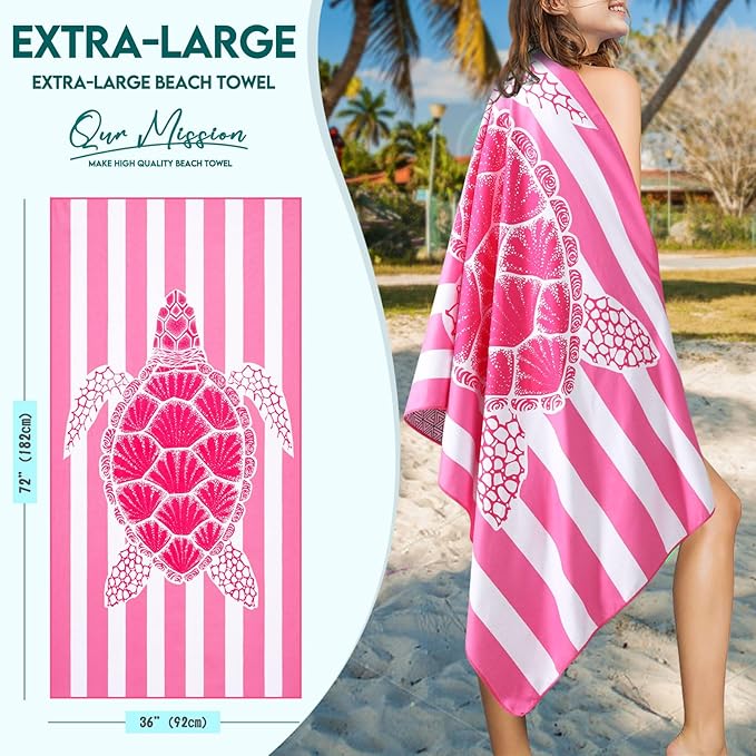 Genovega Microfiber Oversized Beach Towel Lightweight Thin Sandproof Compact Towels Women