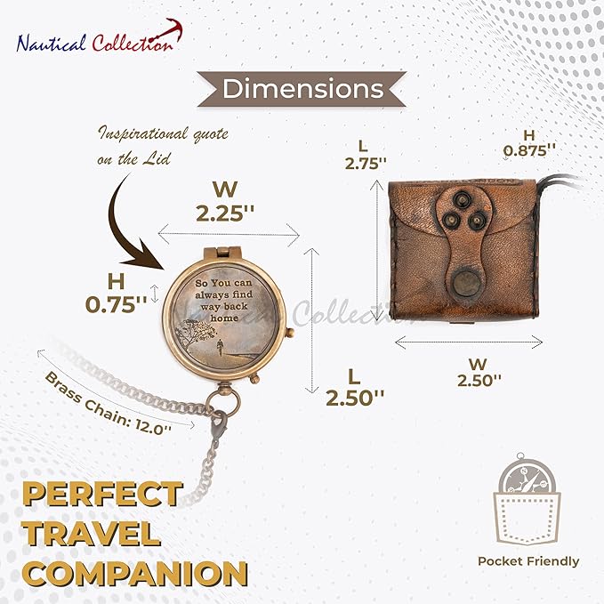 NAUTICAL COLLECTION “So You Can Always Find Your Way Back Home” Quote Engraved Compass | Unique Gifts for Son, Father, Love, Partner, Spouse, Fiancé.-Steampunk Accessory-Beautiful Handmade Gift