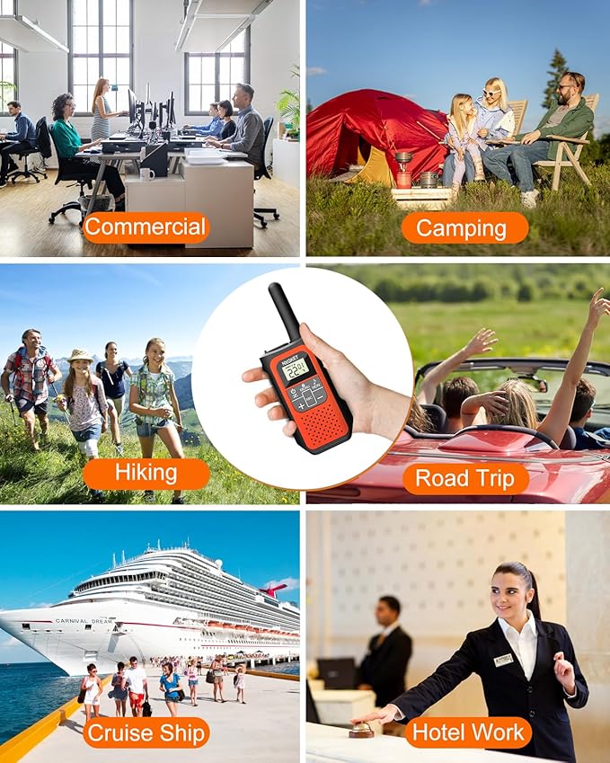 Walkie Talkies Long Range for Adults Distance Rechargeable Walkie Talkies 4 Pack Waterproof with FRS 2-Way Radios Waki Taki NOAA VOX Built-in Li-ion Battery for Camping Hiking Biking Cruises