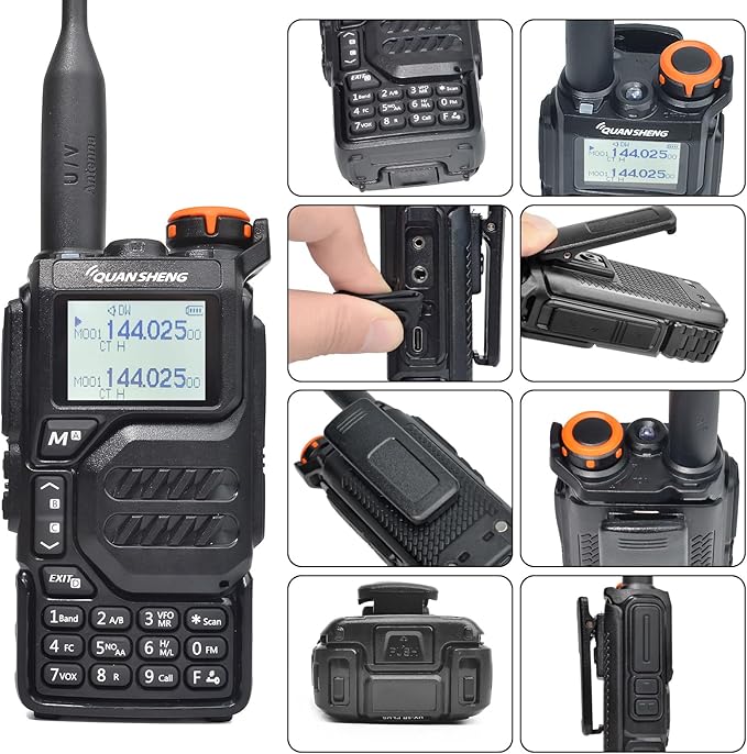 Quansheng UV-K5 Outdoor Dual Band Portable HT Two Way Radio, 200CH 1600mAh Type-C Charge, 50-600MHZ Full-band RX, AM/FM/DTMF/NOAA, Cross-band, Support Firmware Update, Flash Copy Frequency