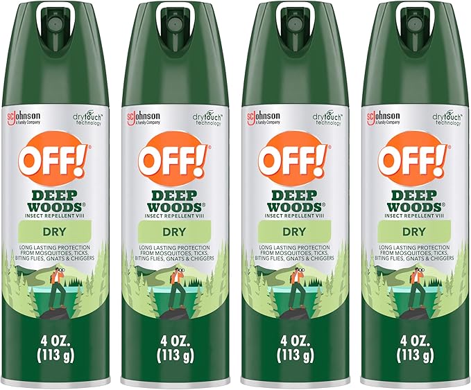 OFF! Deep Woods Insect Repellent Aerosol, Dry, Non-Greasy Formula, Bug Spray with Long Lasting Protection from Mosquitoes, 4 Oz, 4 Count