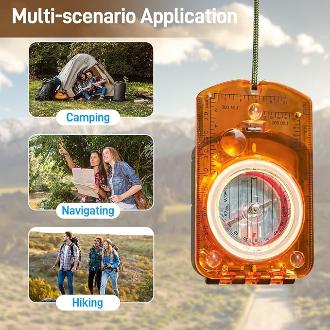 Sportneer Compass Hiking Survival Compass with Mirror Orienteering Compass Boy Scout Compass for Kids Gifts Hiking Camping Backpacking Map Navigation