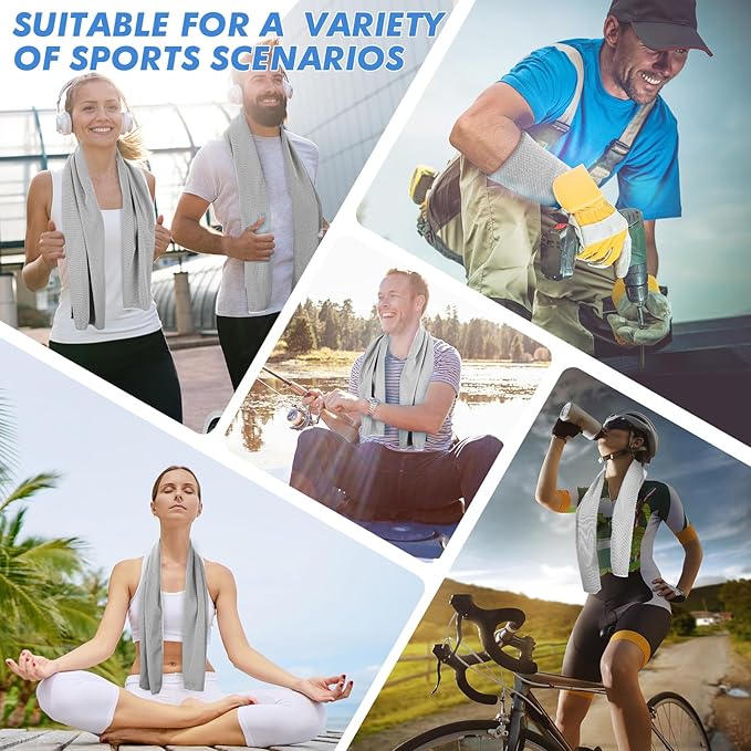 6 Pack Cooling Towels (47"x12") for Neck and Face, Ice Towel for Hot Weather, Soft Breathable Chilly Gym Towels, Microfiber Towel for Work Out, Yoga, Running, Camping & More Activities