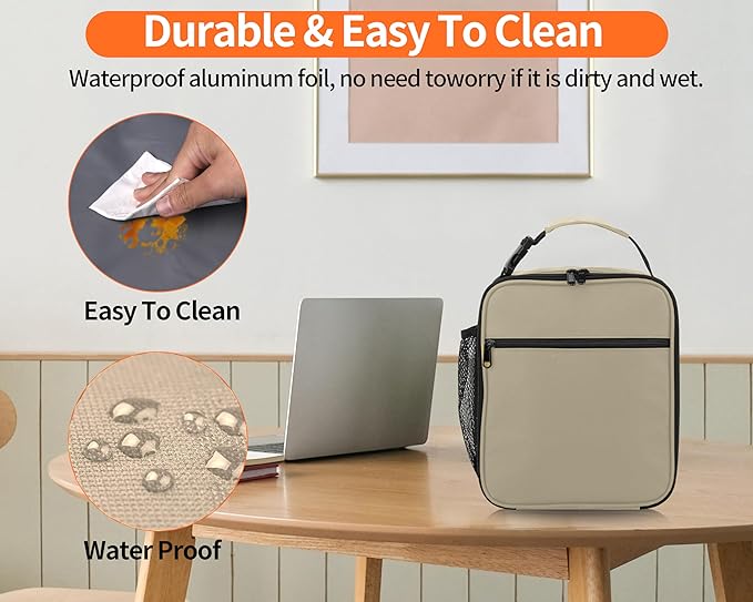 Lunch Box for Men - Reusable Lunch Bag Men Adult Women- Insulated Small LunchBox (Beige)