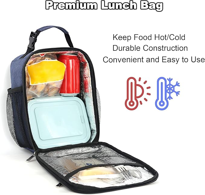 Femuar Lunch Box for Men Women Adults Small Lunch Bag for Office Work Picnic - Reusable Portable Lunchbox, Blue