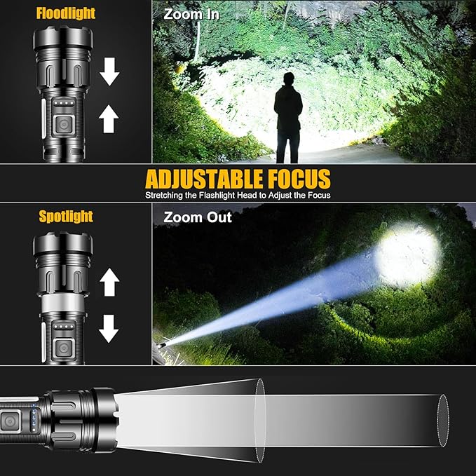 Led Flashlight Super Bright Flashlights Rechargeable High Lumens Torch 5 Modes Zoomable Waterproof for Camping Kids Adults Outdoor Hiking Emergency (L377-1pack)