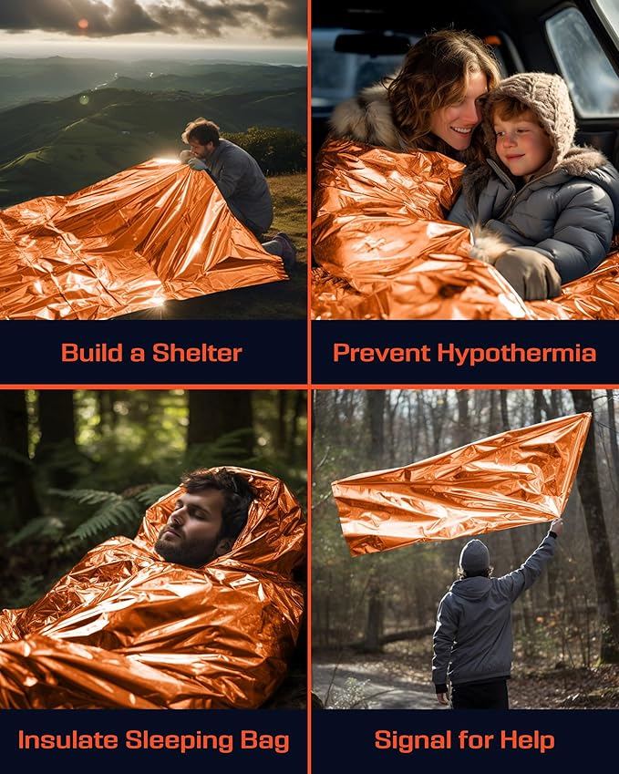 PREPARED4X Mylar Blankets 8 Pack - Waterproof Emergency Blanket - Rip and Tear Resistant Survivalist Gear - Emergency Thermal Blanket for Outdoor Survival