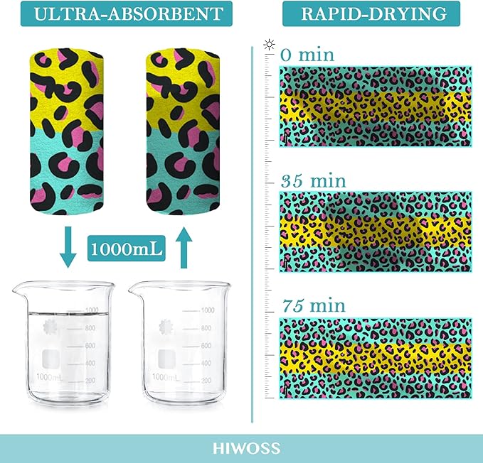 Microfiber Pool Towels Oversized 71"x31",Soft Touch Ultra-Absorbent Quick Dry Sand Free Large Beach Towels for Adults with Mesh Bag for Travel Camping Bathroom, Striped Leopard