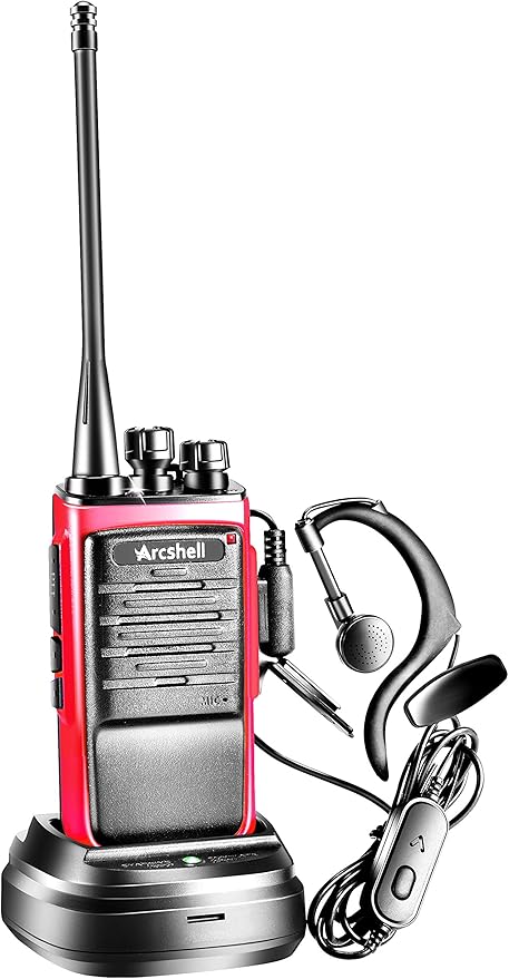 Rechargeable Long Range Two-way Radios with Earpiece 4 Pack Arcshell AR-6 Walkie Talkies Li-ion Battery and Charger included