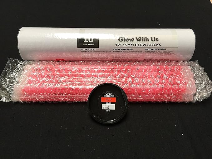 Glow Sticks Bulk Wholesale, 100 12” Red Industrial Grade Jumbo Light Sticks, Bright Color, Glow 14 Hrs, Safety Glow Stick w/ 3-year Shelf Life, Ideal for Camping & Emergency, GlowWithUs Brand
