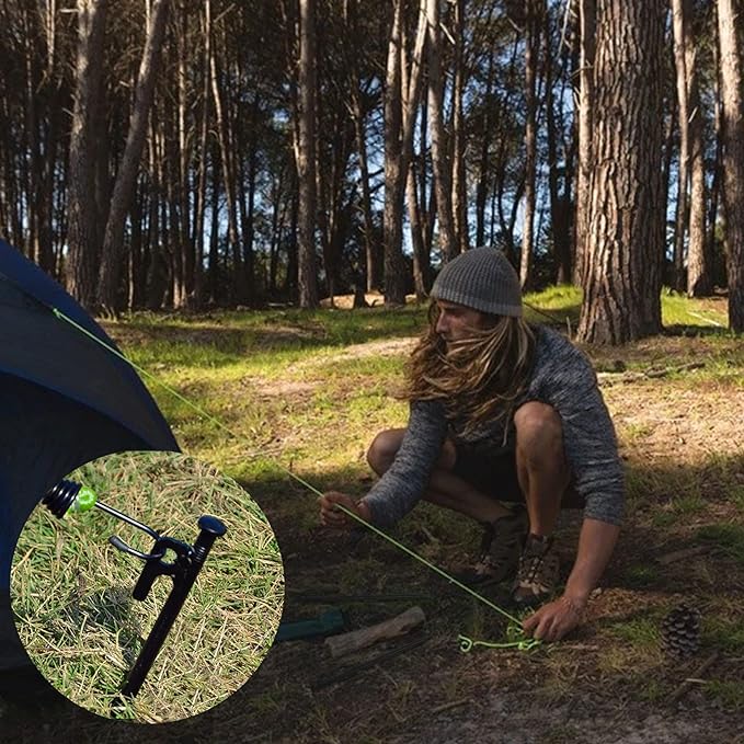 8 Pack Tent Stakes Heavy Duty Metal Tent Pegs for Camping Steel Tent Stakes 8 inch Unbreakable and Inflexible