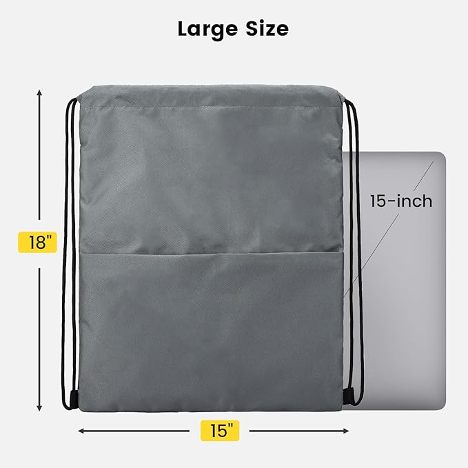 Vorspack Drawstring Backpack Water Resistant String Bag Sports Sackpack Gym Sack with Side Pocket for Men Women