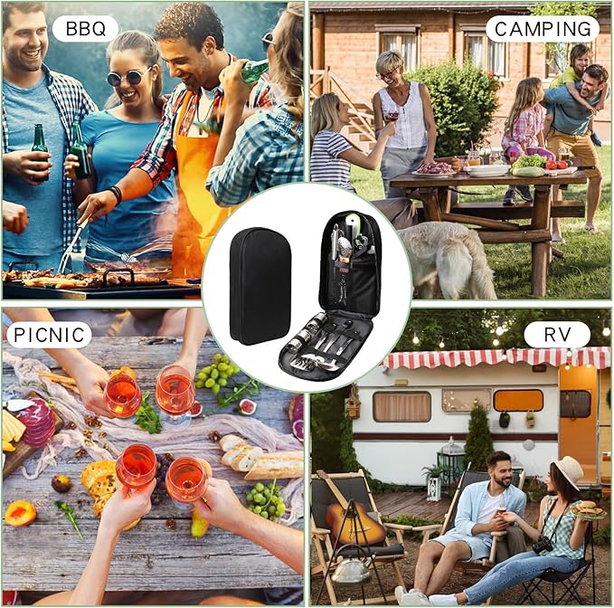 Camping Cooking Utensils Set - Camping Kitchen Equipment, Compact and Portable Camper Accessories, Perfect for Travel, Picnic, RV, Camping, BBQ, Party