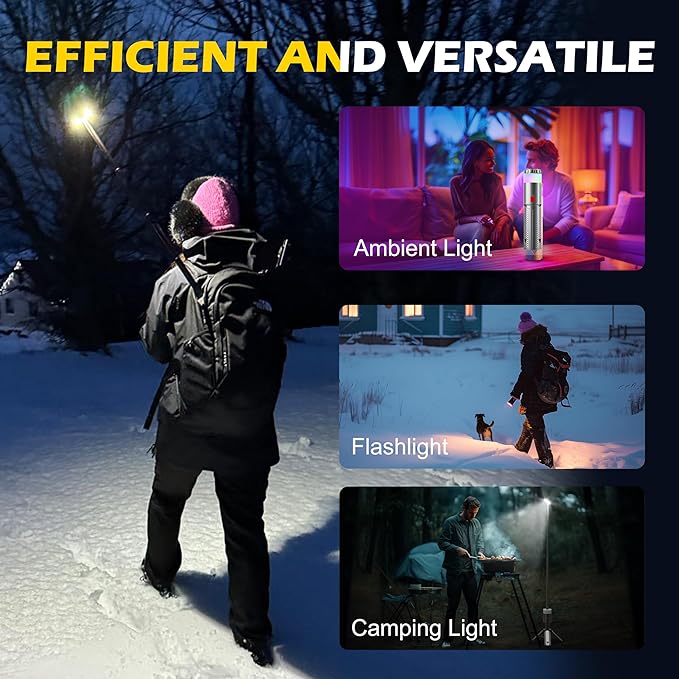 Favourlite Camping Lantern, Telescopic Camping Lantern Rechargeable with 15 Color Temperatures 10000mAh Camping Essentials with Hook Portable Waterproof Lanterns for Power Outages, Emergency, Hiking