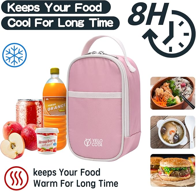 Mini Thermal Bag, Snack Bag, Insulated Lunch Bag, Lunch Cooler Bags, Exact Designed for Insulated Food Jar below 27oz, Lunch Tote Bag for Girls,Women