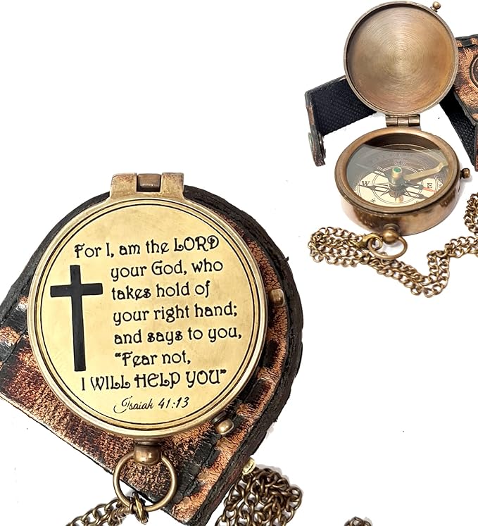Brass Nautical - Brass Compass Engraved Gift for Son, Grandson, Daughter, Baptism, Confirmation Communion Godson Church Graduation Day
