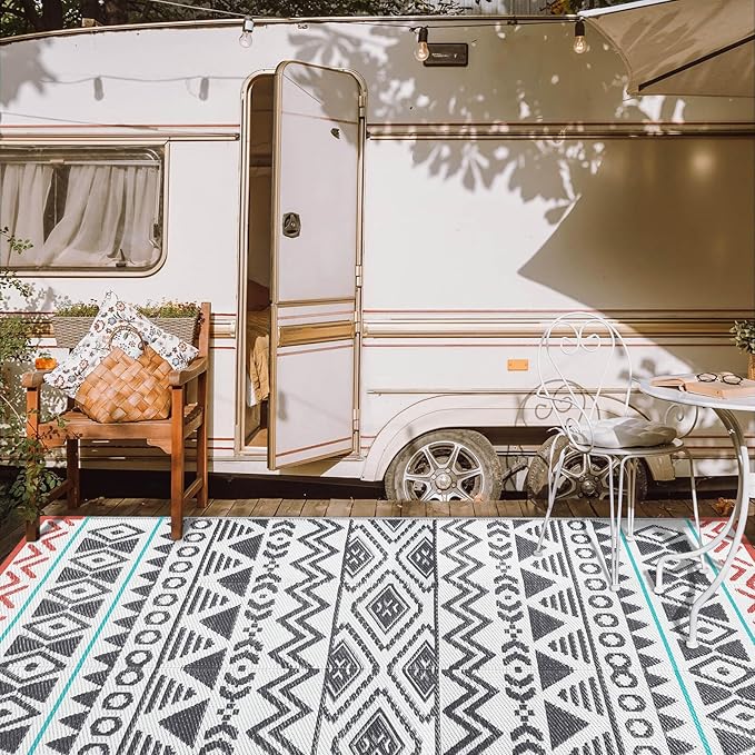 Outdoor Rugs Patio Camping Waterproof - 5x8 Plastic Straw Patio Rug Portable for Campers, Outside RVs Mat, Outdoor Area Carpet for Patios Clearance, Backyard Porch, Balcony, Picnic