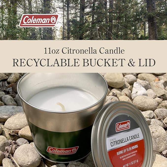 Coleman Citronella Candle & 70+ Hour Outdoor Candle Lantern Bundle - 11oz Tin Candle & 6.7oz Lantern for Camping, Picnics & Patio