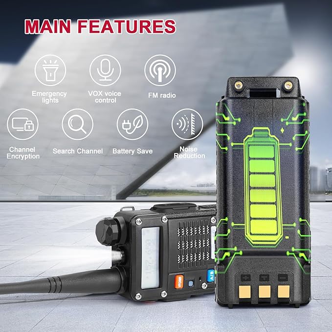 BAOFENG Radio UV-5R 3rd Gen 2 Pack Ham Radio Handhaeld Dual Band 2-Way Radio with Two 3800mAh Rechargeable Batteries, BAOFENG Earpiece and Programming Cable, USB Charger Cable