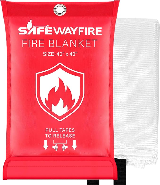 Safewayfire Emergency Fire Blanket - 1 Pack, 40'' x 40'' Fire Suppression Blanket for Kitchen, Fireproof Fiberglass Blanket for Home Safety, Swift Safe Fiberglass Fire Blankets