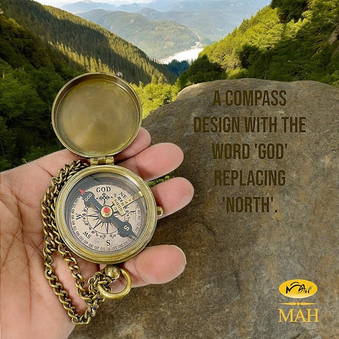 Bible Verse Brass Compass – “Be Strong and Courageous” (Joshua 1:9) | Christian Gift for Graduation, Baptism, Confirmation – Religious Keepsake for Boys, Girls, Teens, Men, Pastors & Church Events