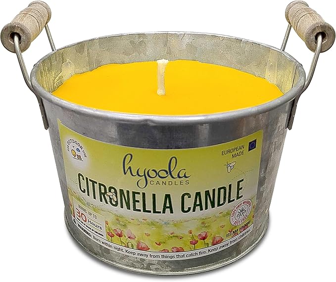 HYOOLA Large Citronella Candles Outdoor Bucket - 30 Hour - 2-Pack - Natural Repellent - European Made