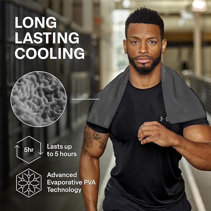 COLD FACTOR Cooling Neck Towel-Chill Pad Lasts 5 Hours Premium PVA Cooling Towel for Neck and Face-UPF 50+(Gray)
