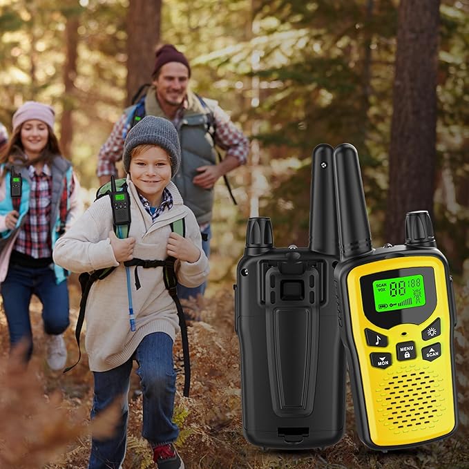 Walkie Talkies,Erelis Long Rang Walkie Talkies with 22 FRS Channels,Walkie Talkies for Adults with Lamp,VOX,LCD Display for Outdoor Activities (Yellow)