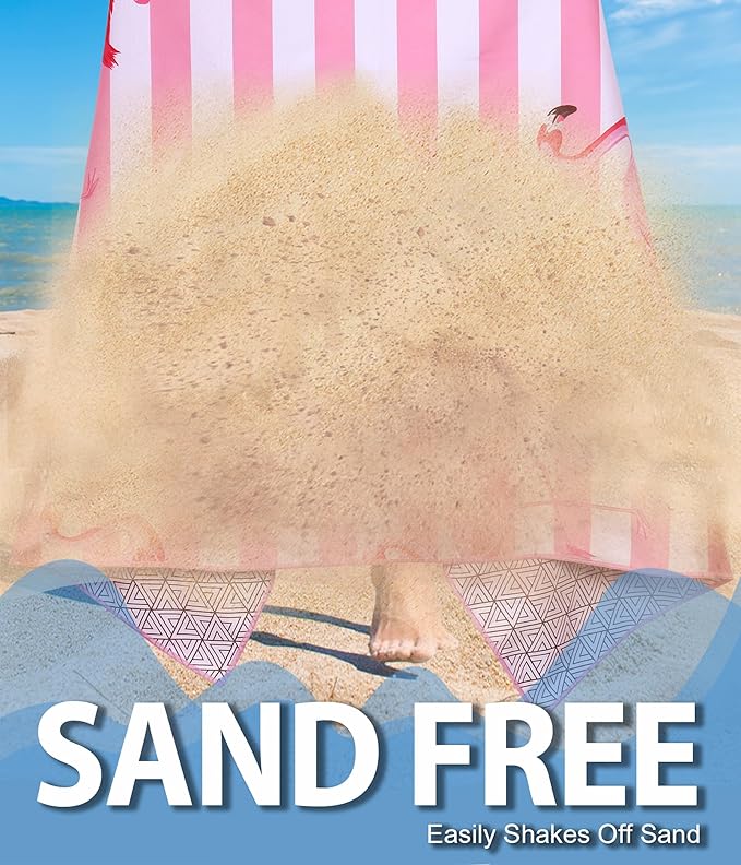Microfiber Beach Towel – Flamingo Quick Dry Lightweight Sand Free Oversized Large Towel Accessories Travel Must Have Swim Pool Yoga Camping Gear Summer Cruise Ship Essentials Cloud Compact Gift