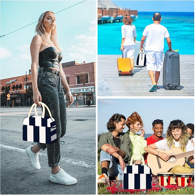 Lunch Bag Lunch Box for Women Men Reusable Insulated Lunch Tote Bag, Food Handbags Case High Capacity for Travel Work Picnic,Vertical Stripe
