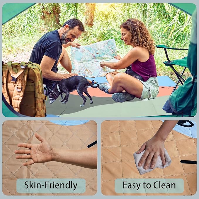 Picnic Blankets, 3-Layer Thicking Outdoor Camping Blanket, Extra Large 80"x 80" Outdoor Beach Blanket, Waterproof Lightweight Folding Portable Travel Blanket(Tiger Mountain)