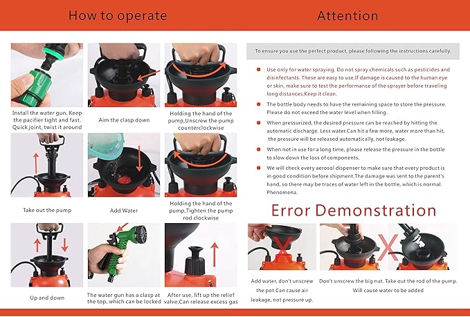 CLICIC 0.75 Gallon Pressure Sprayer with 7 Spray Modes, Camping Shower with Removable Hose and Shower Head for Camping Outdoor Traveling Hiking and Pet Bath