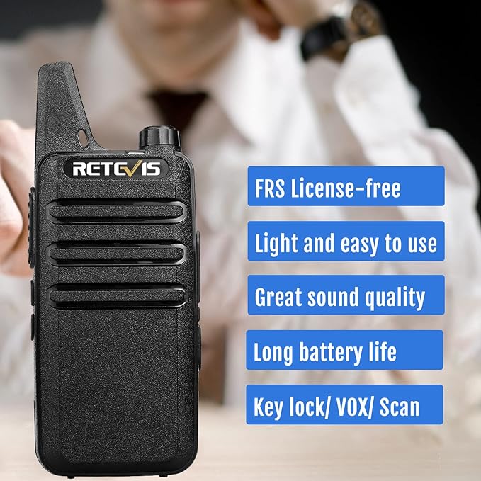 Retevis RT22 Walkie Talkies for Adults, Two Way Radios Long Range Rechargeable, VOX Handsfree, Mini Compact Walkie Talkie with USB Charger, for School Church Restaurant (6 Pack)