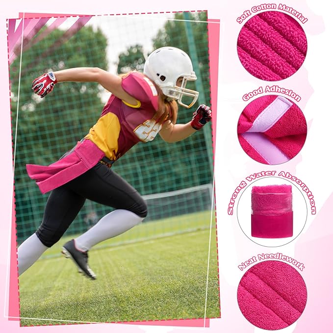 Shimeyao 2 Pcs Football Towel Cotton Sports Football Field Towel Pitching Towel with Closure Football Sweat Towel for Football Gym Men Women Accessories (Rose Red)
