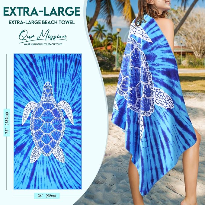 Genovega Microfiber Oversized Beach Towel Lightweight Thin Sandproof Compact Towels Women