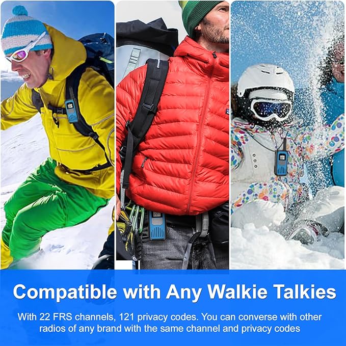 Walkie Talkies for Adults, Rechargeable Walkie Talkies Long Range 22 Channel Two-Way Radios with 1200mAh Li-ion Batteries and USB Charger for Biking,Camping,Hiking,2 Pack