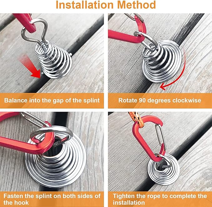 Morobor Deck Anchor Pegs, 10pcs Windproof Aluminium Alloy Fish Bone Tent Stakes with Spring Buckle Portable Wind Rope Anchor for Outdoor Camping