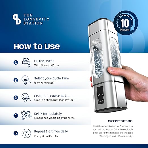 Hydrogen Water Bottle – Up to 8.00 PPM Hydrogen-Rich Water, World’s Strongest Antioxidant, Anti-Aging & Anti-Inflammatory Benefits, Portable SPE/PEM Tech for Optimal Hydration