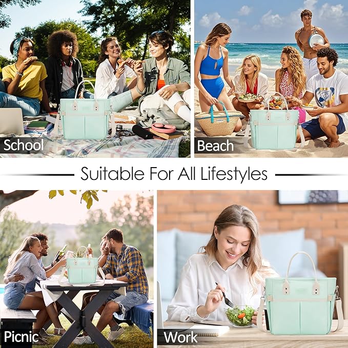 MAXTOP Lunch Bag Women for Work Insulated Thermal Lunch Box with Wide-Open Pocket Reusable Leakproof Cooler Bags with Removable Shoulder Strap for Teacher Nurse Office Picnic Travel