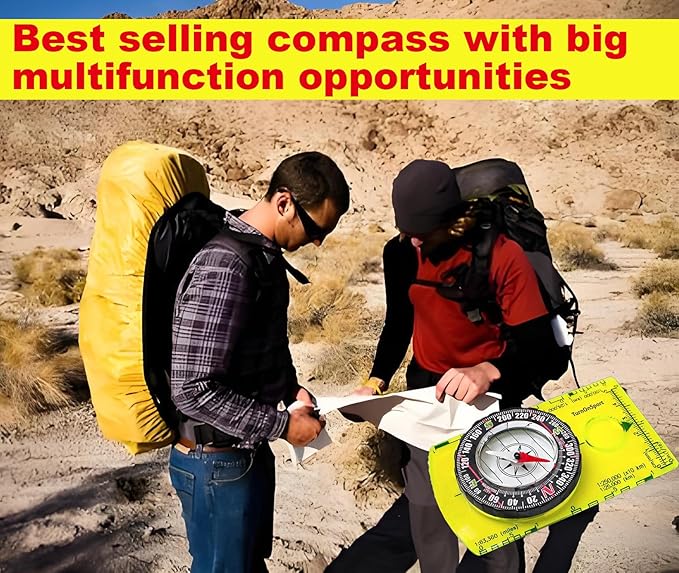 Orienteering Compass Camping Survival Hiking Backpacking Advanced Scout Navigation Compass Best Survival Gifts for Kids Professional Field Compass for Map Reading Hiking Camping Outdoor
