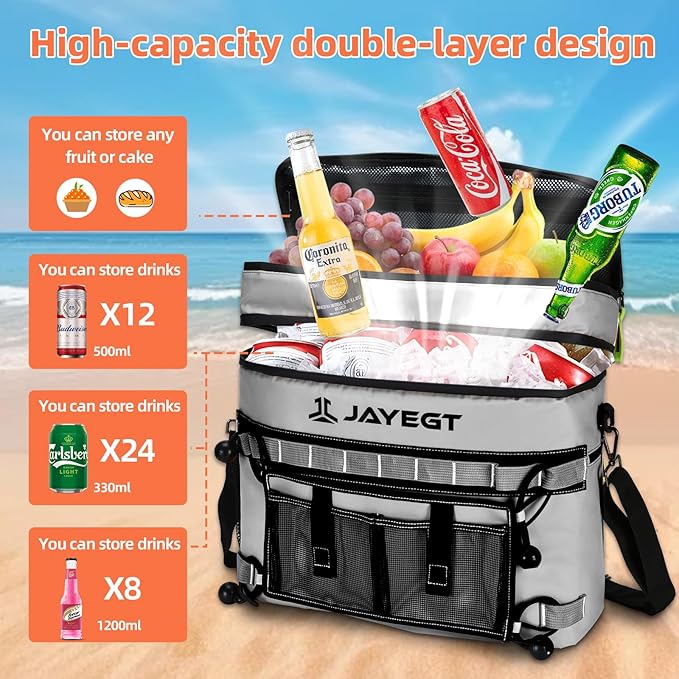 Kayak Cooler Behind Seat - Waterproof Cooler Bag Compatible with Lawn-Chair Seat Kayak,Kayak Accessories Camping Cooler, Portable Ice Chest for Fishing, Beach,Picnic, Trips