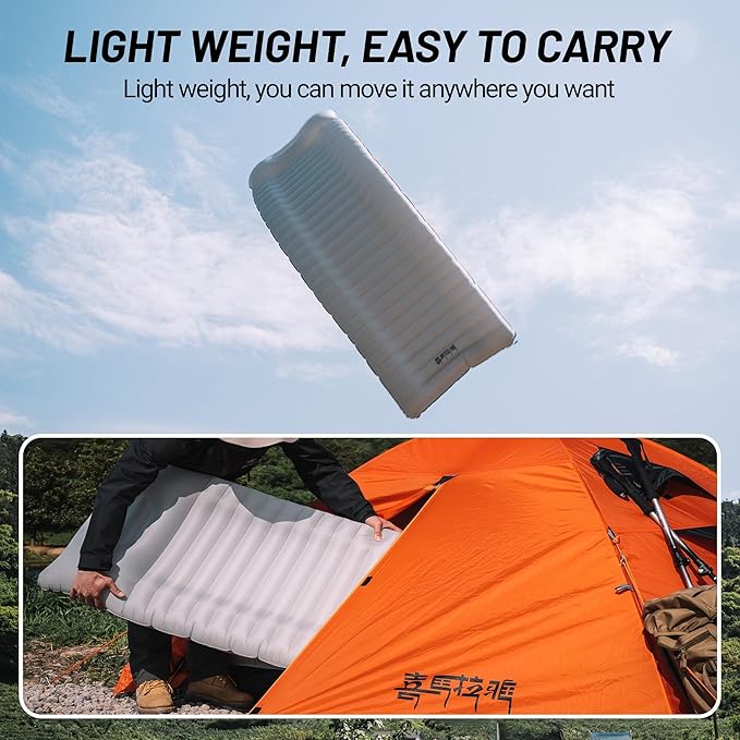 Backpacking Sleeping Pad with Pillow Inflatable Sleeping Pad for Camping with 4-Layer Design - 3.3 R Value - Thick 3.9" -20D Nylon+TPU Reversible Sleeping Pad Lightweight Waterproof Camping Essentials