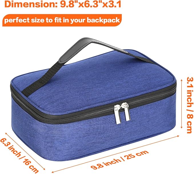 NATURAL STYLE Small Lunch Bag, Mini Portable Thermal Insulated Cooler Bag Lunch Box (Blue)