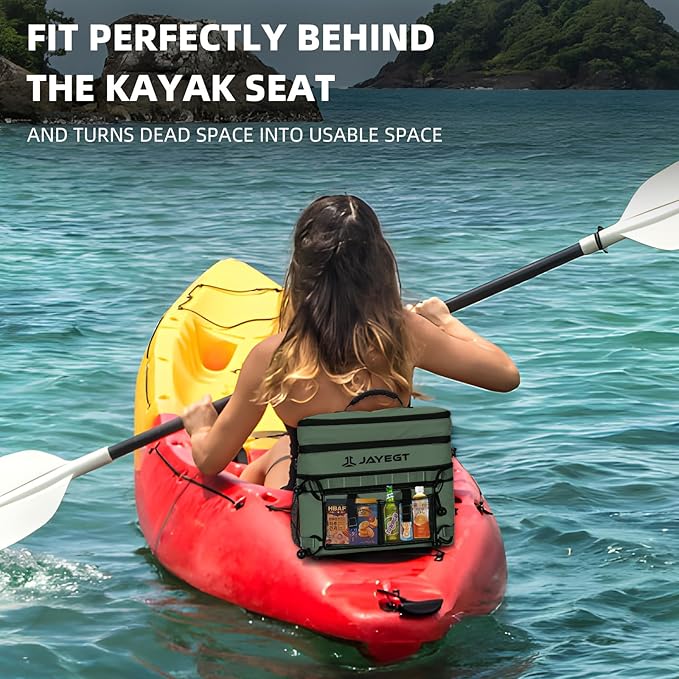 Kayak Cooler Behind Seat - Waterproof Cooler Bag Compatible with Lawn-Chair Seat Kayak,Kayak Accessories Camping Cooler, Portable Ice Chest for Fishing, Beach,Picnic, Trips