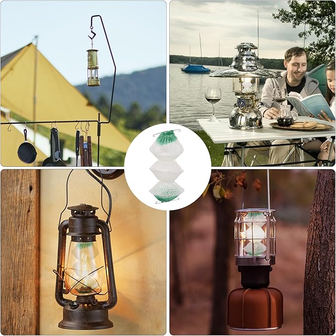 Thinp 6 Pcs Lantern Mantles,3-Layer Propane Lantern Mantles Insta-Clip 2#95 Mantles Gas Lantern Mantles with 2 Install Clip Accordion Shape Mantles for Gas Lantern
