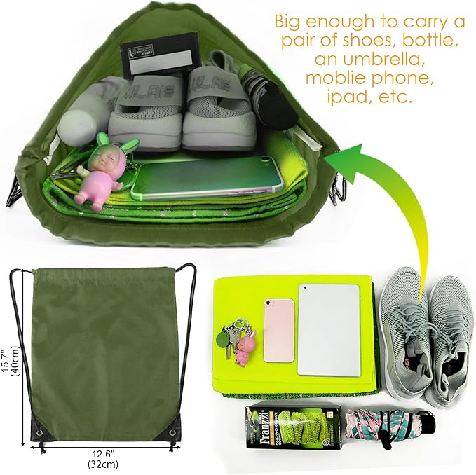 BeeGreen Drawstring Backpack Bags 20,30,50 Packs Reflective String Bags for Gym Sport Trip Cinch Sack DIY for Women Men