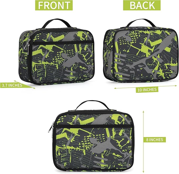 rickyh style Lunch Box with Padded Liner, Spacious Insulated Lunch Bag Durable Thermal Lunch Cooler Pack with Strap for Men Women Boys Girls Adults School Sports Beach Picnic Work Camp,2 Pocket