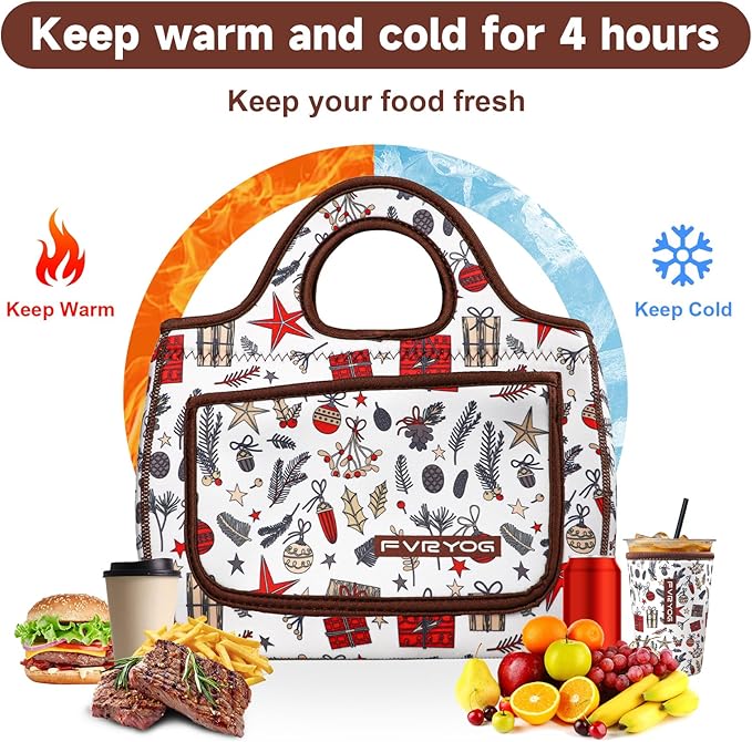 Lunch Bag for Women Soft Neoprene Lunch Bag Lightweight, Thermal Insulated and Reusable Lunch Bag for Women Men